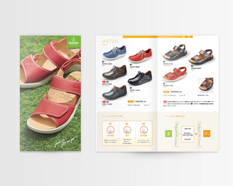 シューズの輸入販売会社の日本語版商品カタログデザイン制作事例