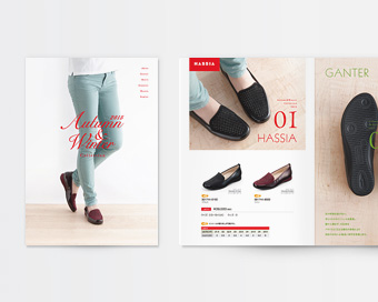 シューズの輸入販売会社の2015年度版製品カタログデザイン事例